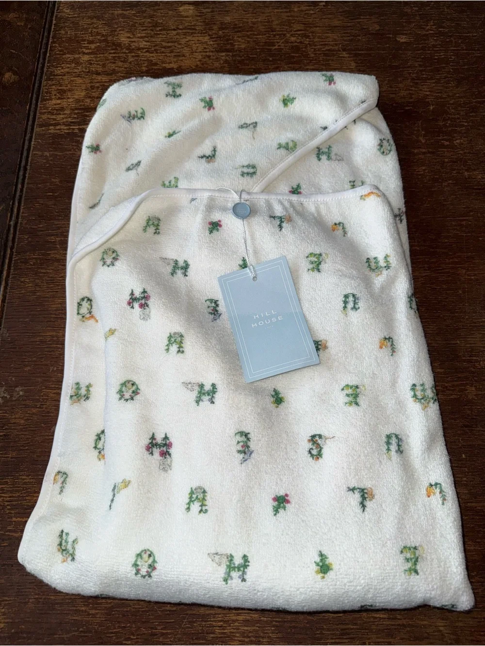 NWT Hill House Home hooded baby towel - alphabet pattern